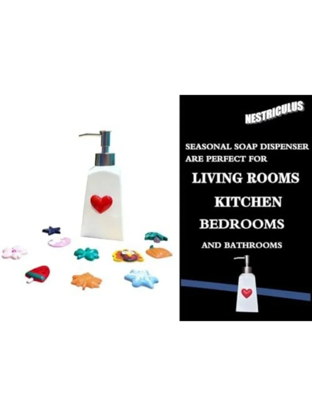 Seasonal Soap Dispenser with 11 Magnetic Designs - Farmhouse Bathroom & Kitchen